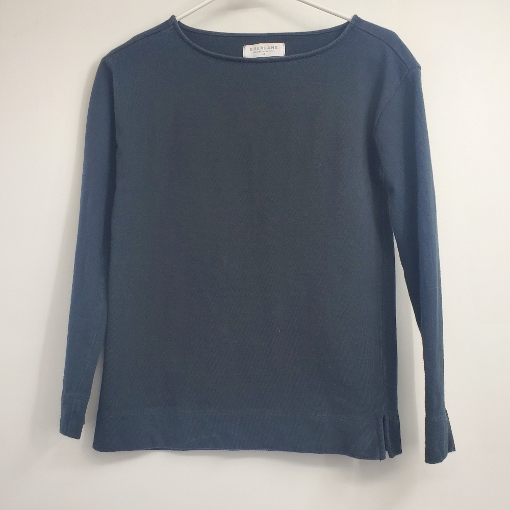 Everlane Black Pullover Shirt Crew neck Long Sleeve Size XS Extra Small Basic